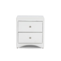 Baxton Studio BBT3106-White-NS Dorian Upholstered Modern Nightstand